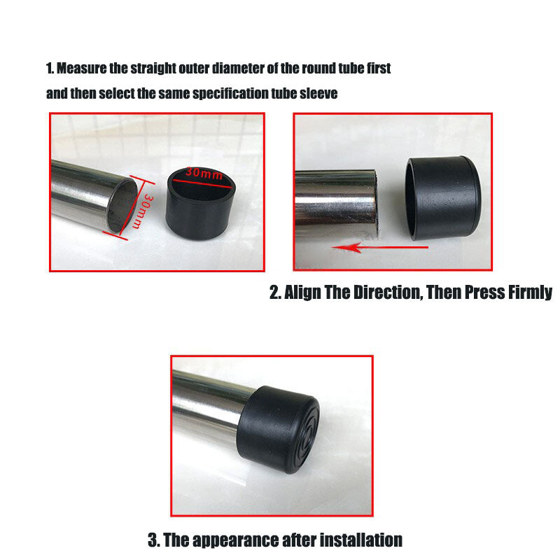 Black rubber feet caps showing flexible design (6mm~63mm) for furniture & pipe protection