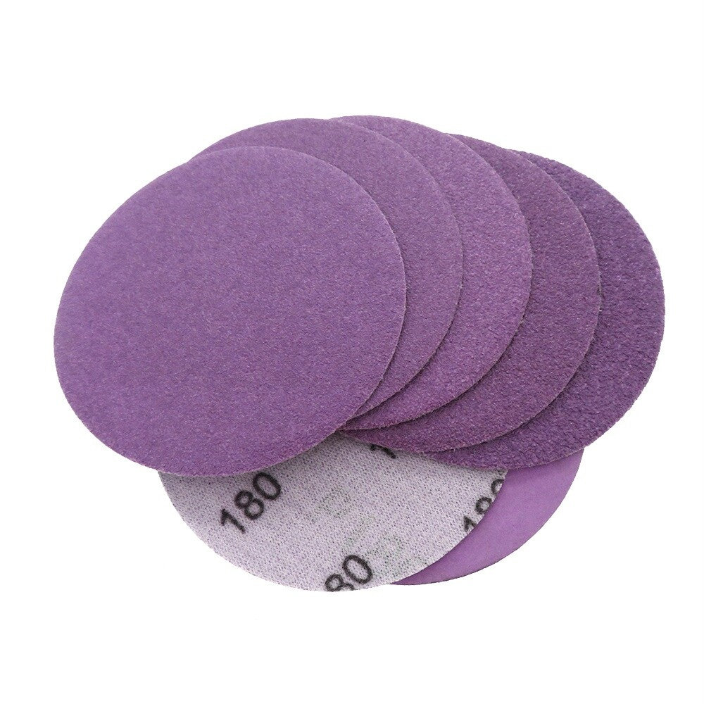 Packaging of the 75mm waterproof purple sandpaper discs, showing the product name and grit range.