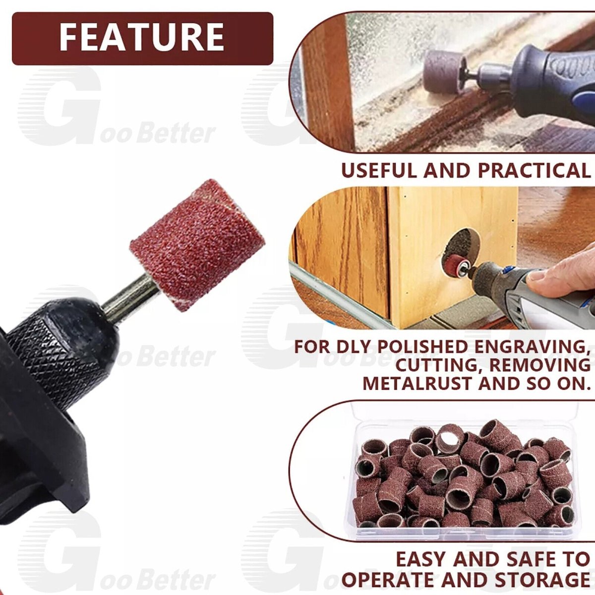 384Pcs Sanding Drum Kit Nail Sander Drill Bit For Dremel Accessories Rotary Tool - HomeDIYer