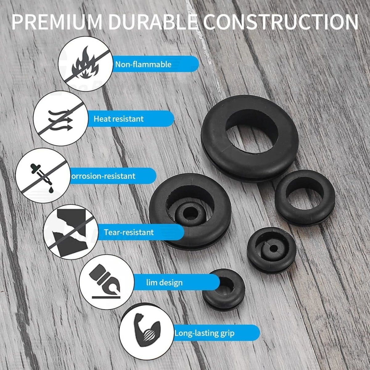 Rubber Grommets Blanking Open Blind Grommet Black Bung Set 295pcs Assorted Size - HomeDIYer