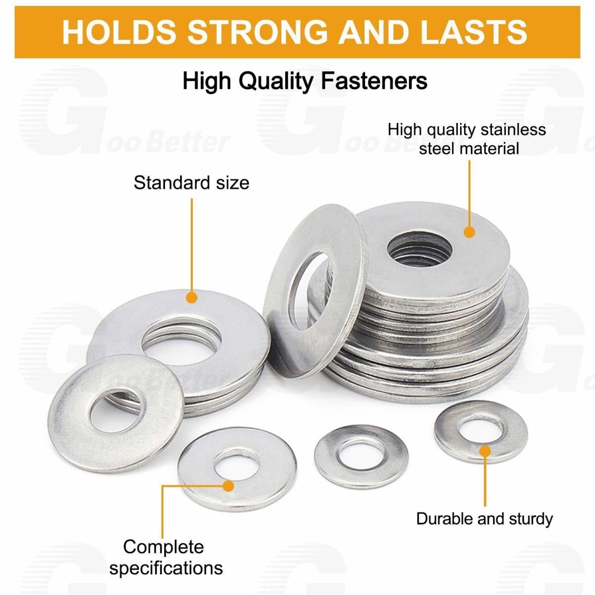 900Pcs Flat Washers Assortment Set Zinc Plated Washer For Screws M3 M4 M5 M6 - M10 - HomeDIYer