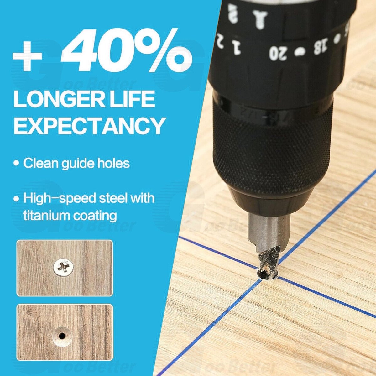 7Pc Countersink Drill Bit Set 3/4/5/6/7/8/10 mm HSS Woodworking Pilot Screw Hole - HomeDIYer