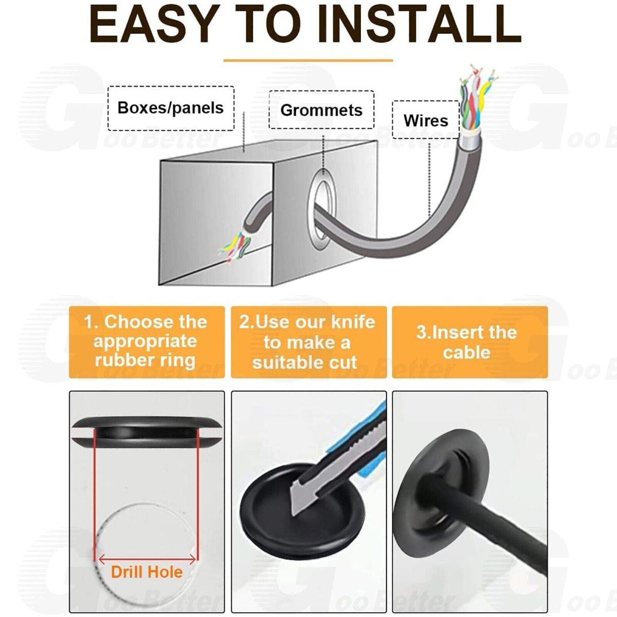 200Pcs Rubber Grommet Firewall Hole Plug Set Electrical Wiring Gasket Assortment - HomeDIYer