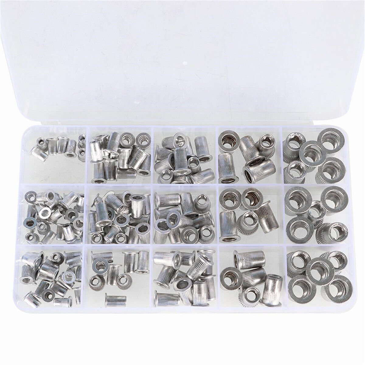 150PCS M3 - M8 Rivnuts Kit Stainless Steel Flat Head Rivet Nut Blind Nutserts Knurled - HomeDIYer
