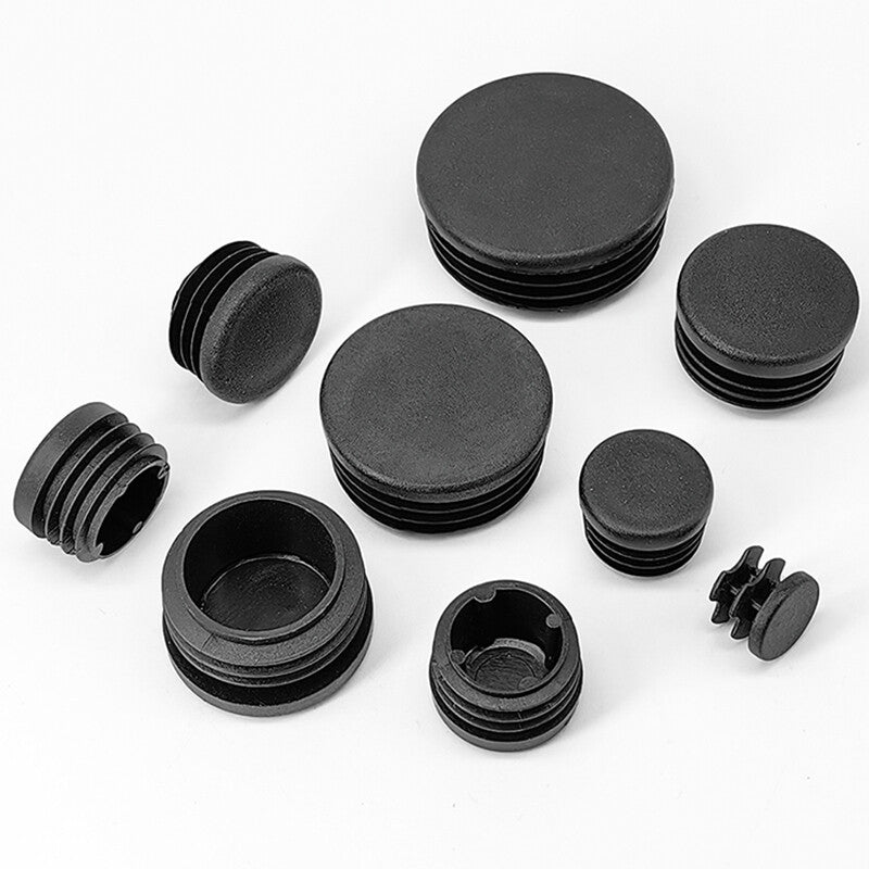 Black plastic blanking plugs (12mm-76mm) round end caps for tube/pipe insulation