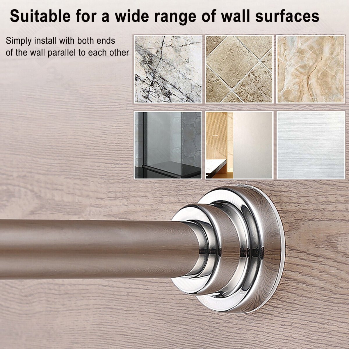 50~77cm Extendable Telescopic Clothes Curtain Pole Rail Rod Bath Door Window Wardrobe - HomeDIYer