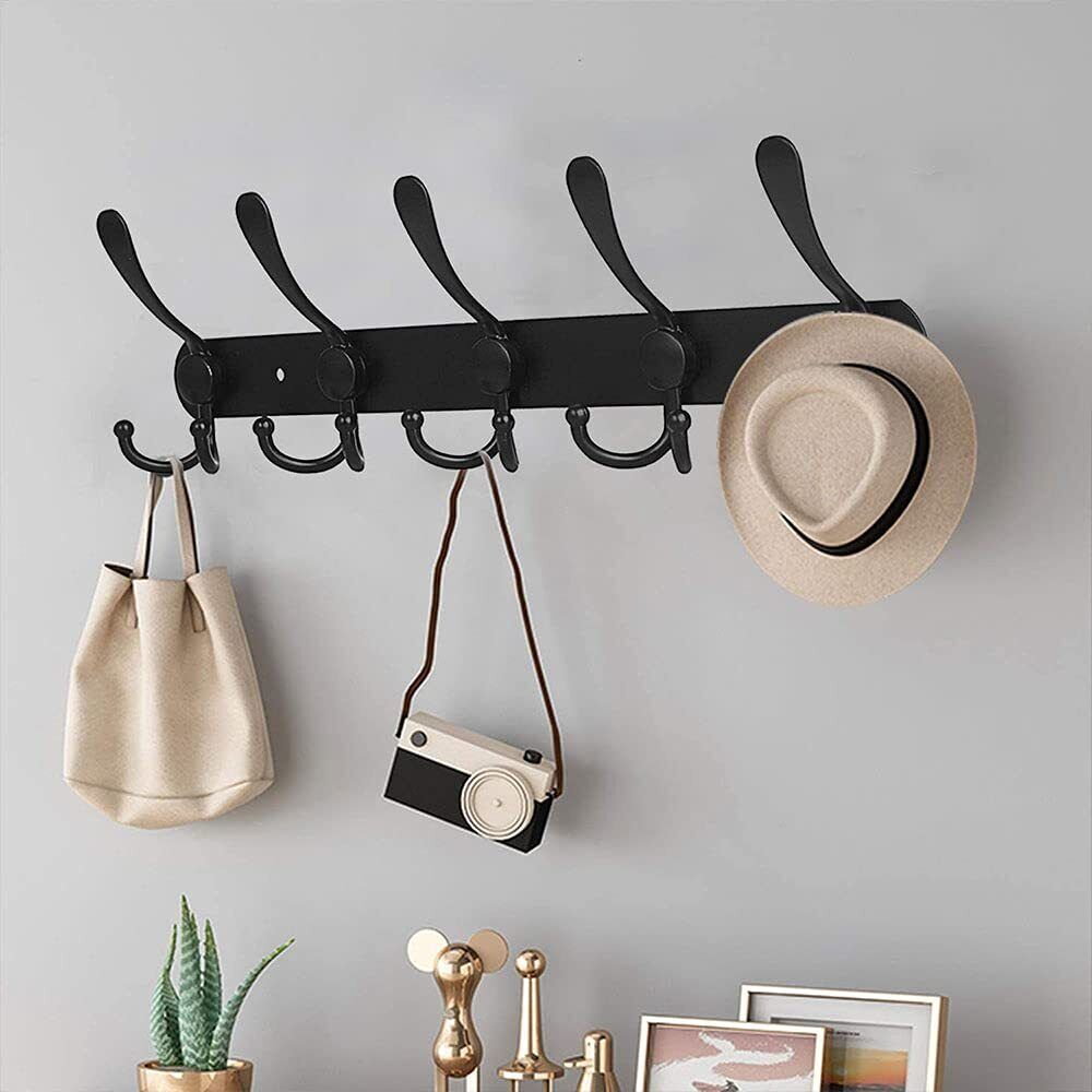 Hook rail coat hooks wall coat rack hooks stainless steel coat hooks black - HomeDIYer