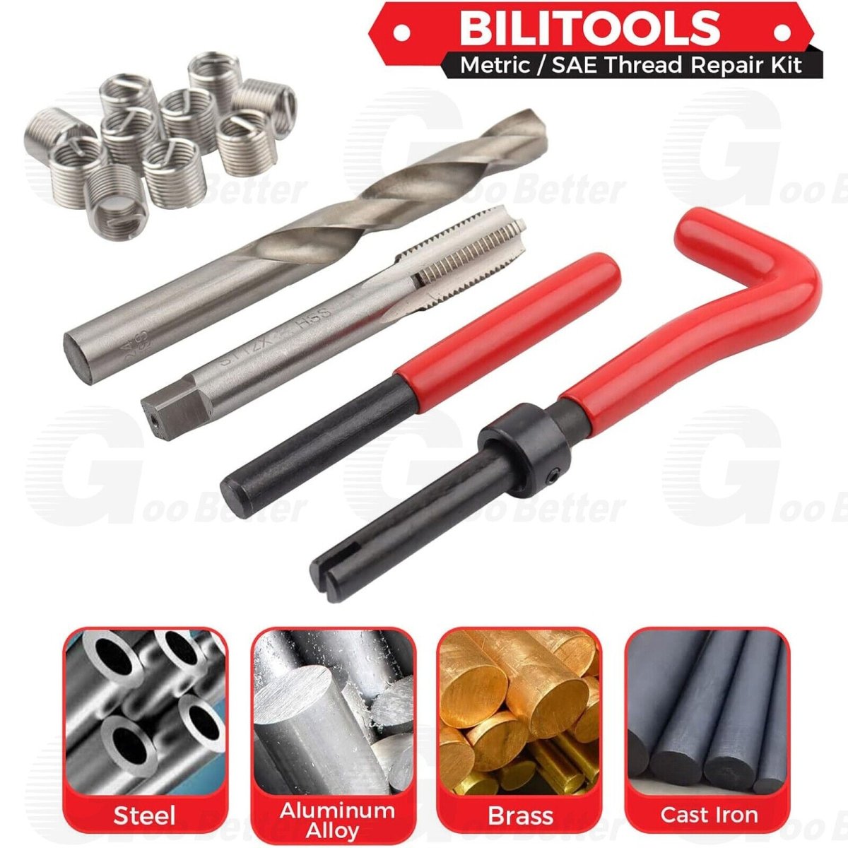 131PCS Helicoil Type Thread Repair Kit rethread Stripped M5 M6 M8 M10 M12 Metric - HomeDIYer