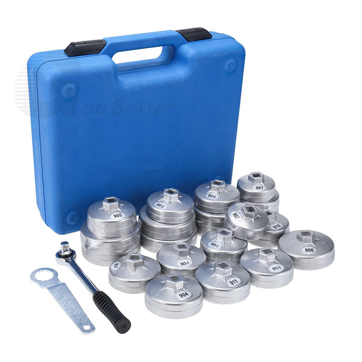 23x Aluminium Cap Type Oil Filter Wrench Set Automotive Removal Socket Tool Kit - HomeDIYer