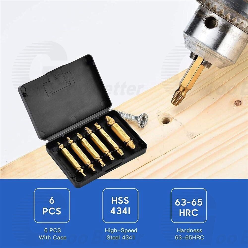 6Pcs Damaged Screw Extractor Kit Broken Screws Bolt Stripped Remover Tool Set - HomeDIYer