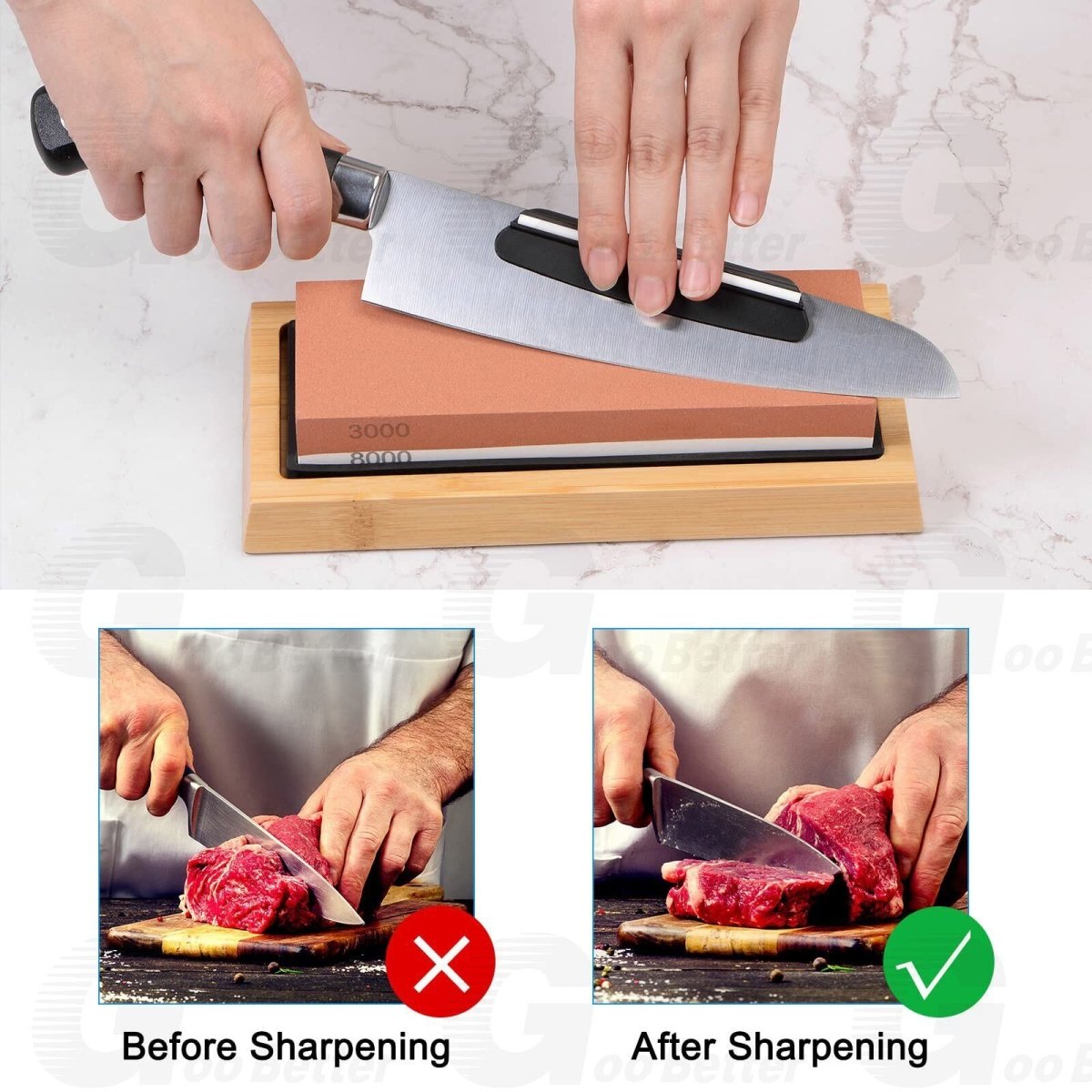 Premium Whetstone Cut knife Sharpener Whet Stone Set 1000/6000 3000/8000 Grit - HomeDIYer