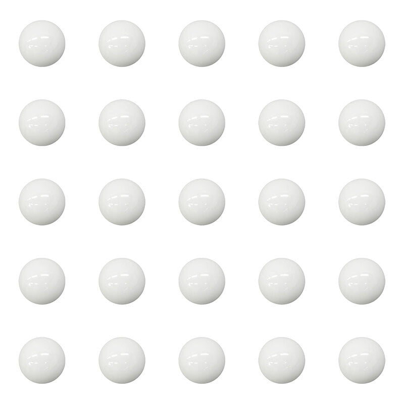 Size comparison of ZrO2 Ceramic Bearing Balls (0.8mm to 25.4mm) on a scale
