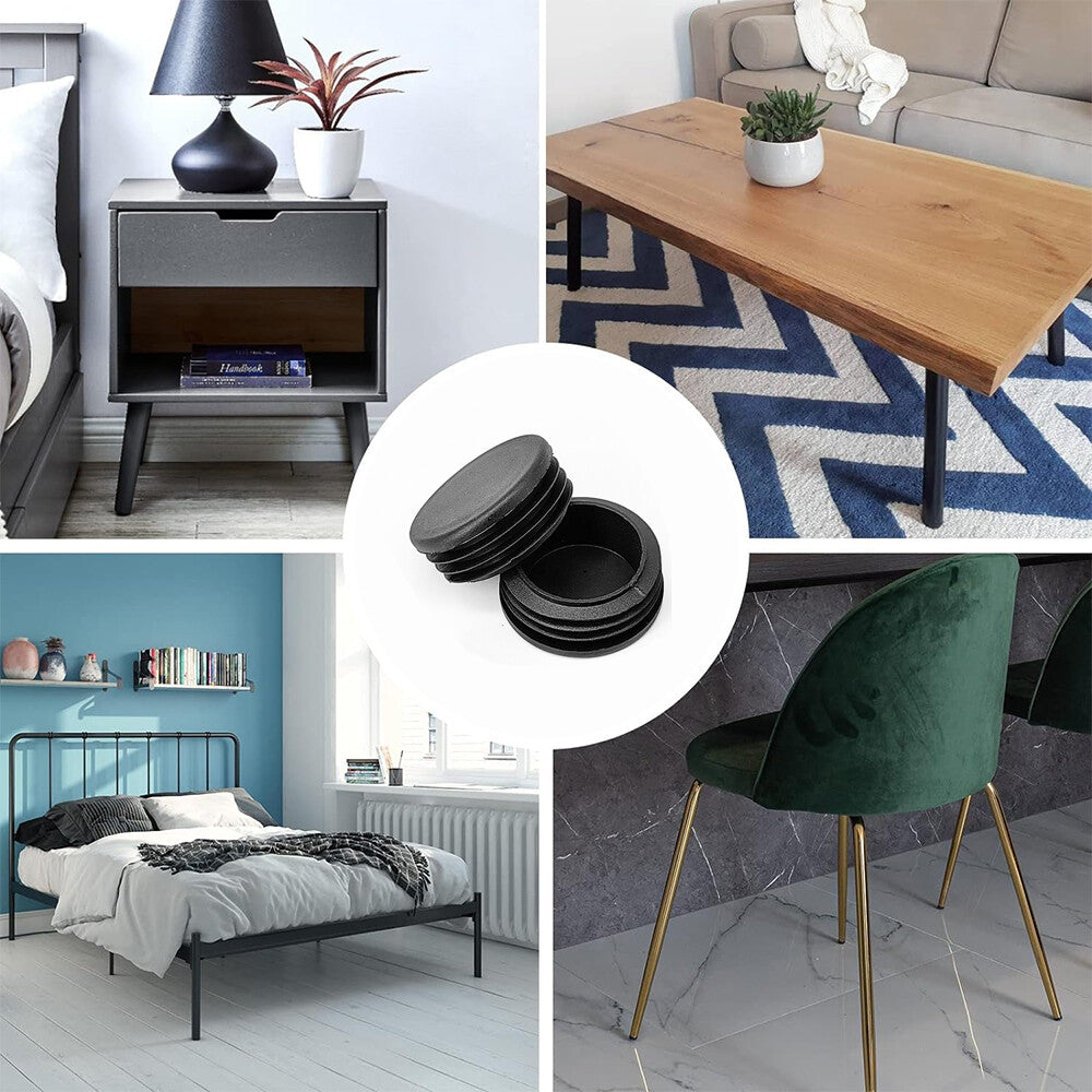 Assorted size black plastic blanking end caps (12mm-76mm) ideal for pipe/tube sealing