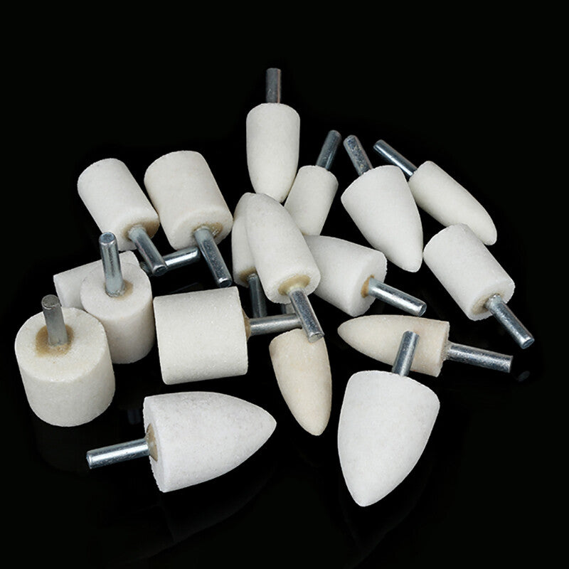 White Corundum Grinding Bit Buffing Sanding Polishing Burr Rotary Tool 6mm Shank