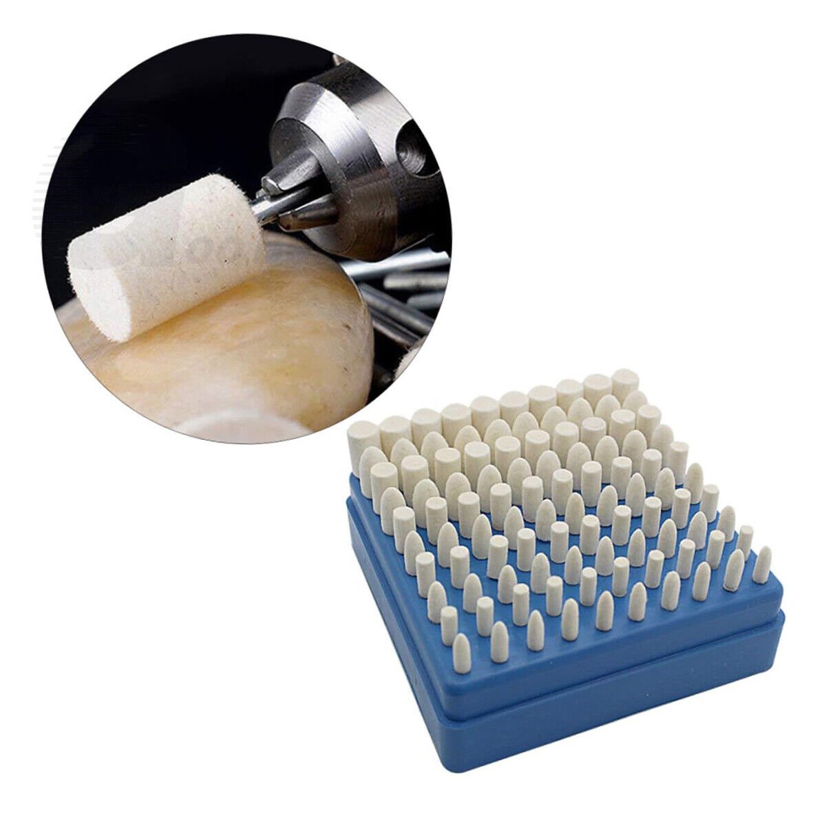 100pcs Wool Felt Polishing Heads 4mm - 10mm Set For Dremel Drill - HomeDIYer