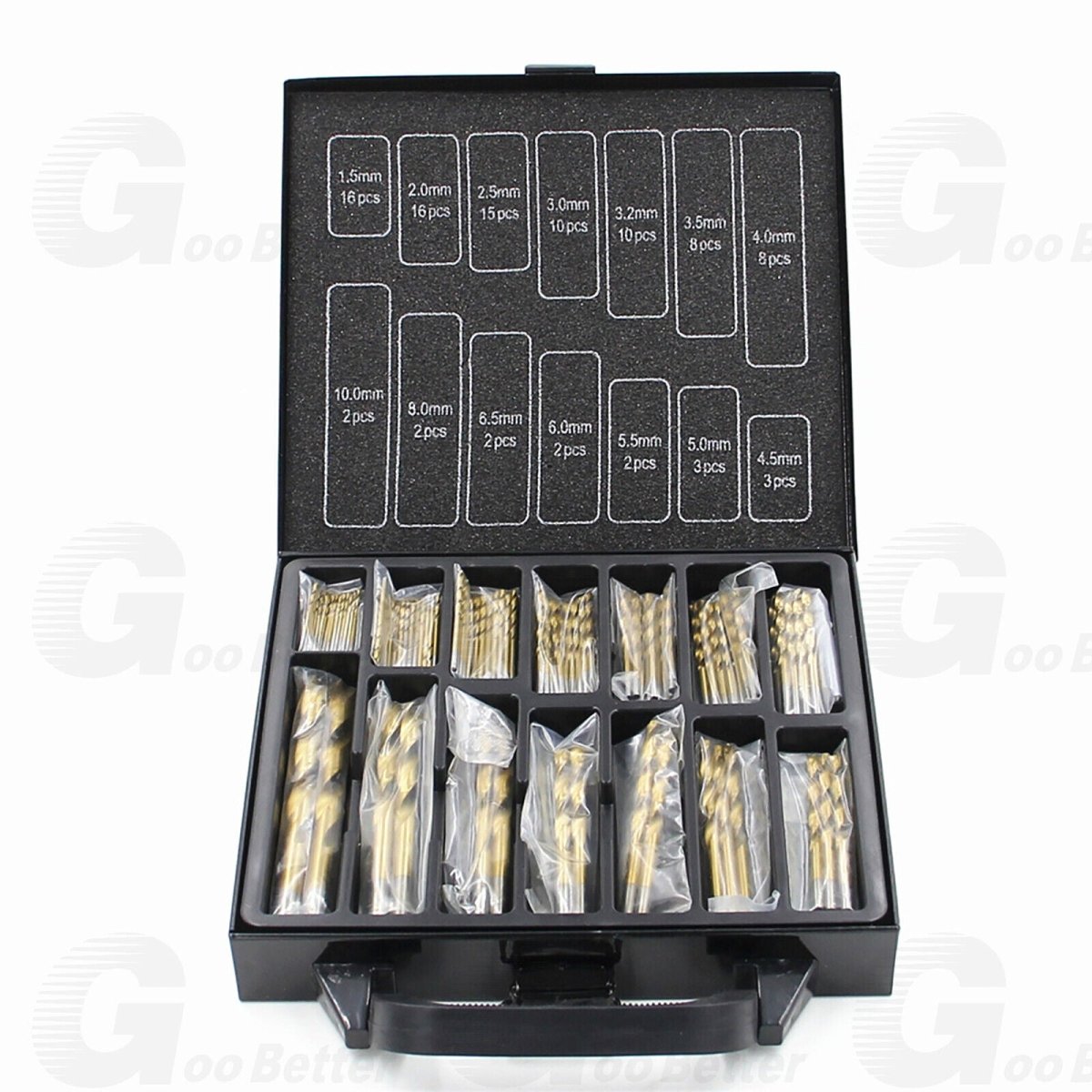HSS Drill Bit Set Titanium Coated 99Pcs Round Shank Drill Metal Steel 1.5 - 10mm - HomeDIYer