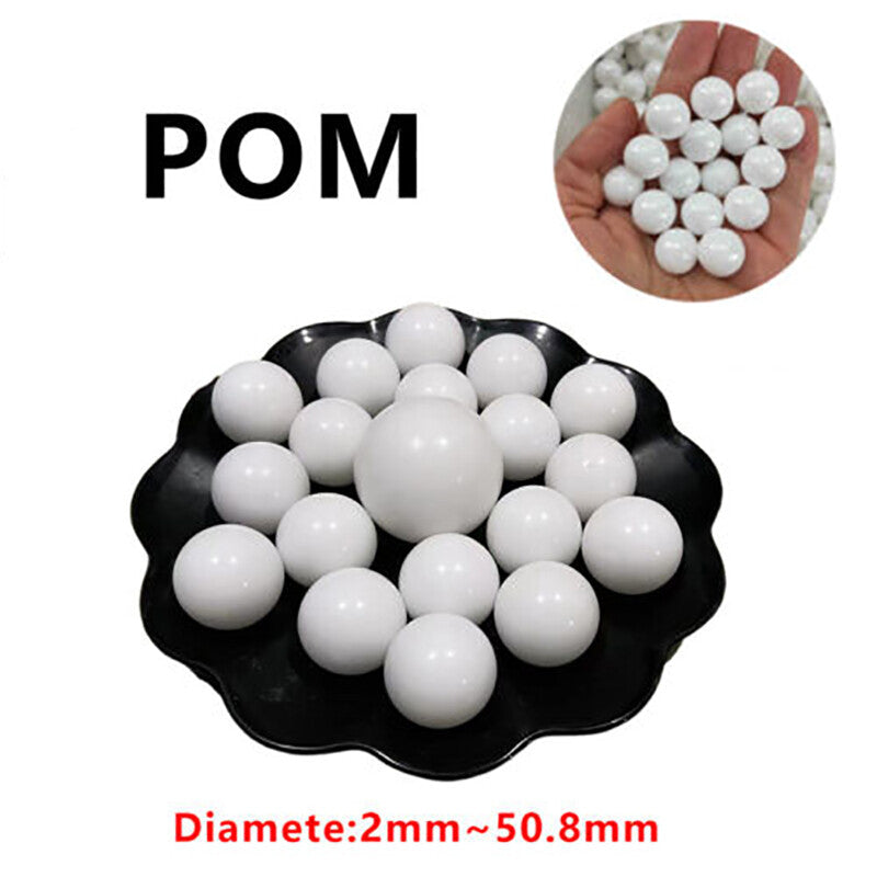 Close-up of polyoxymethylene plastic ball showing high precision craftsmanship