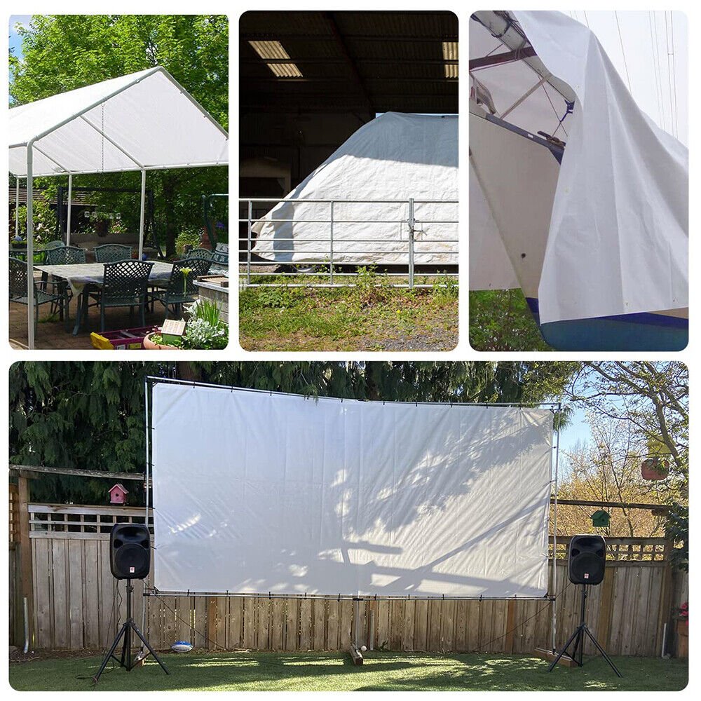 Heavy Duty Waterproof Tarpaulin Tarp Camping Tent Ground Cover Sheet ( White ) - HomeDIYer