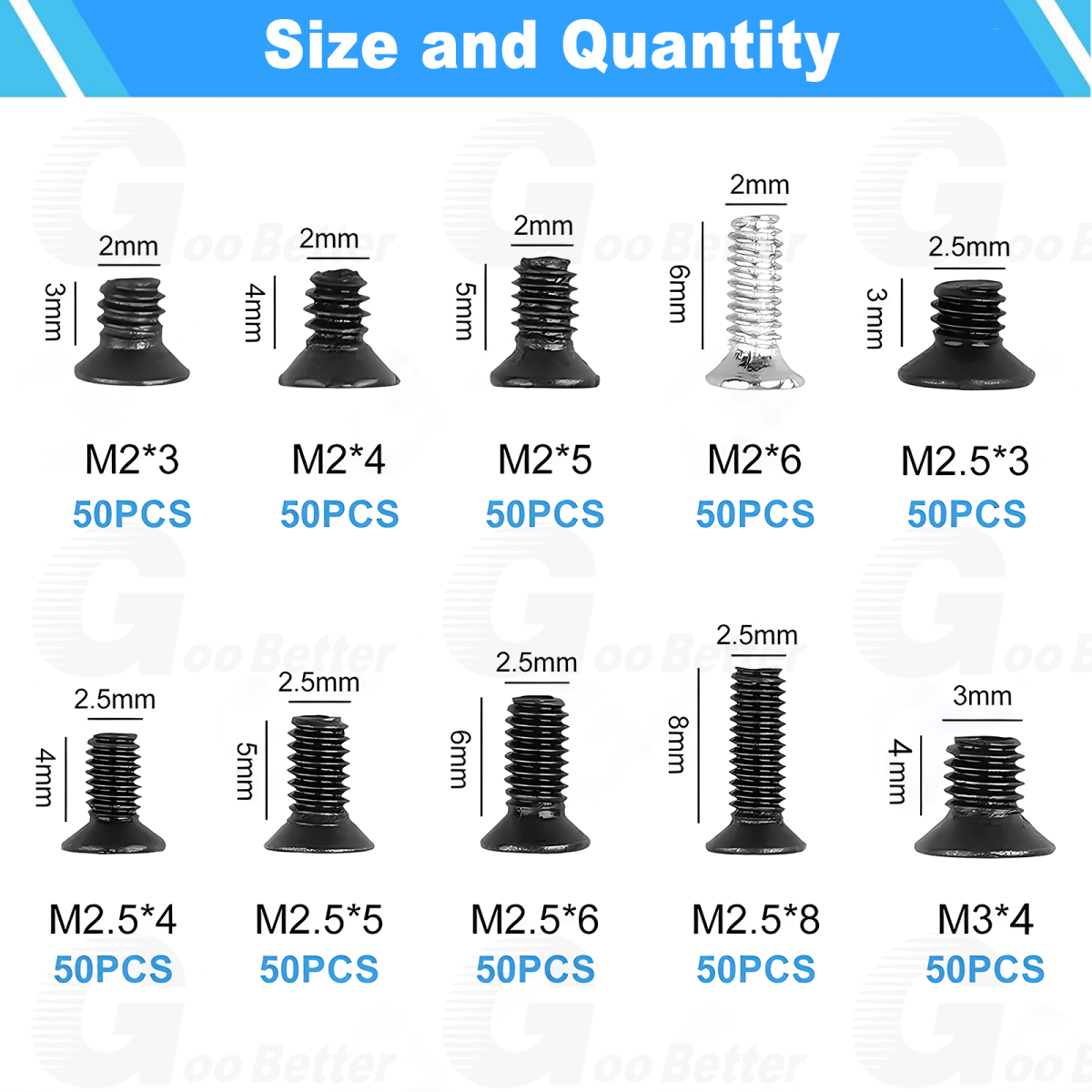 500pcs Laptop Notebook Computer Screw Kit Flat Head Small Mini Screws M2 M2.5 M3 - HomeDIYer
