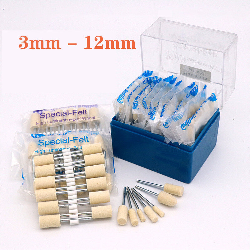 3mm-12mm Felt Polishing Buffing Wheel Rotary Tool Bullet&Cylinder 2.35/3mm Shank