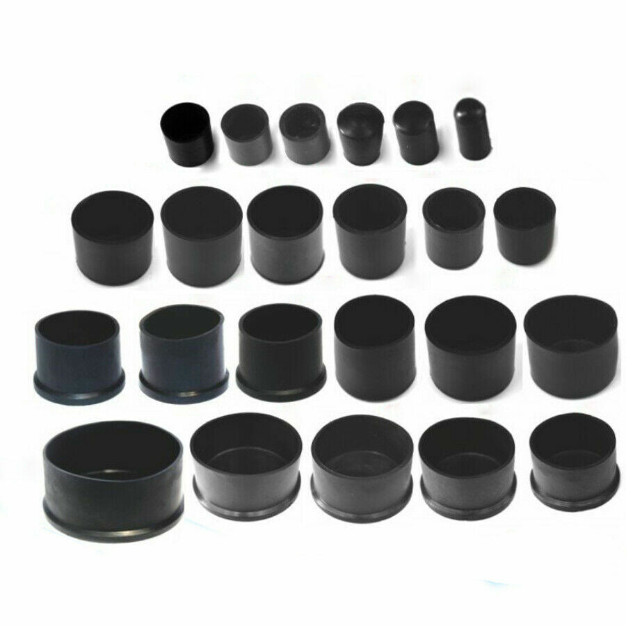 Black chair table feet stick end covers (6mm~63mm) PVC rubber pipe tubing plugs