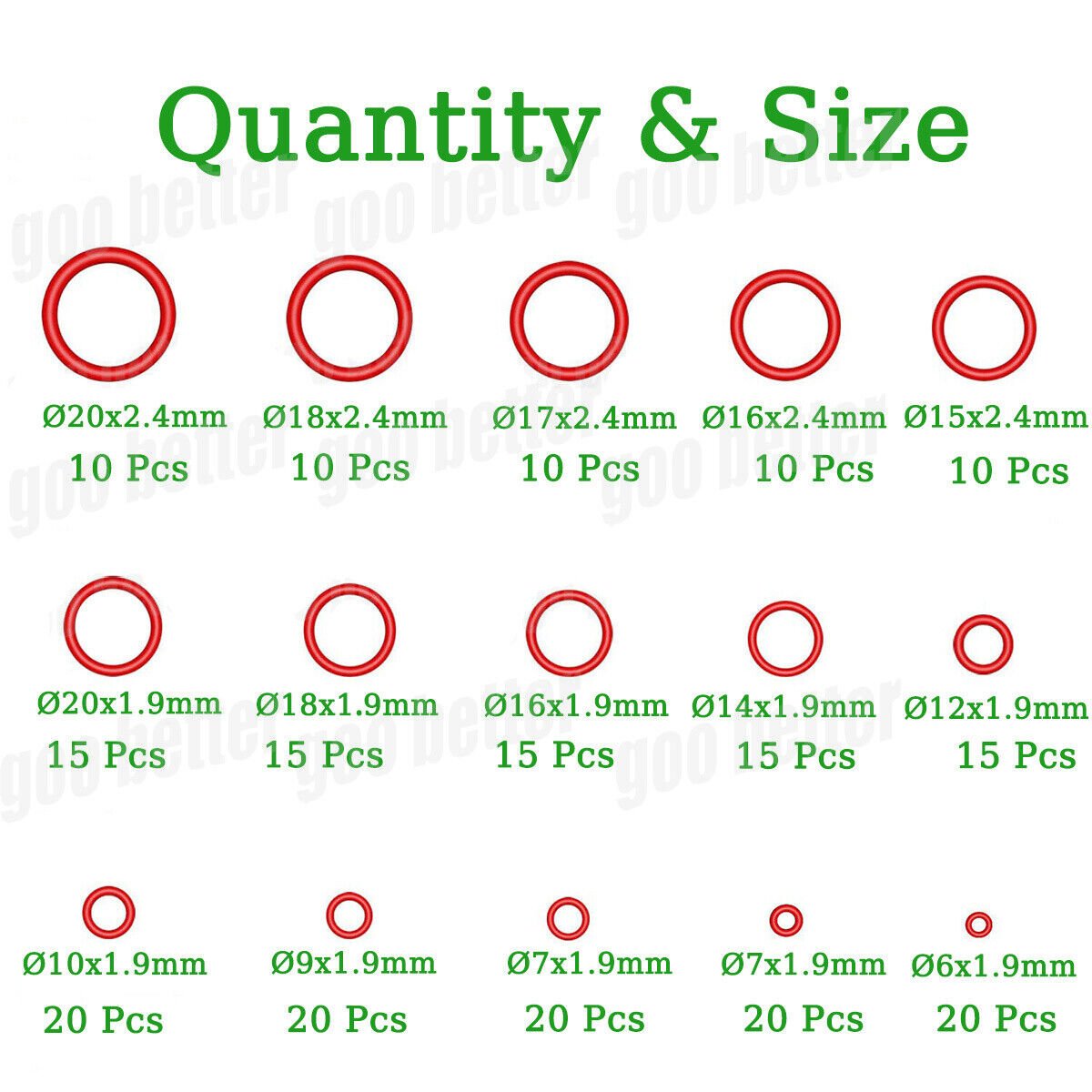 225Pcs NBR Rubber O - Ring Red Ø6 - 20mm Seals O - Ring Washer Pack Set Plumbing Tap - HomeDIYer