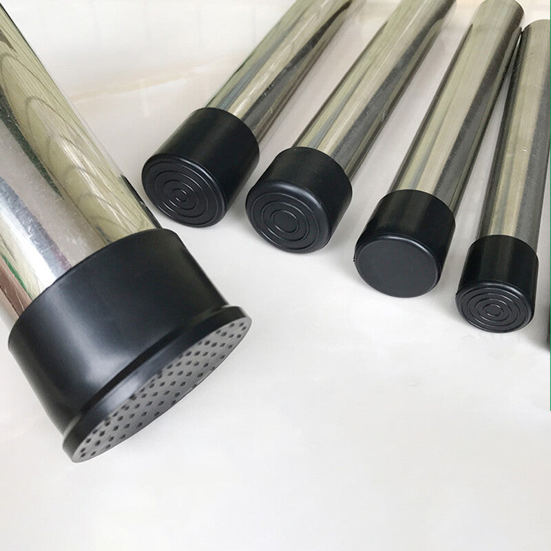 Black flexible rubber end covers (6mm~63mm) for chair legs, table feet, and pipe tubing