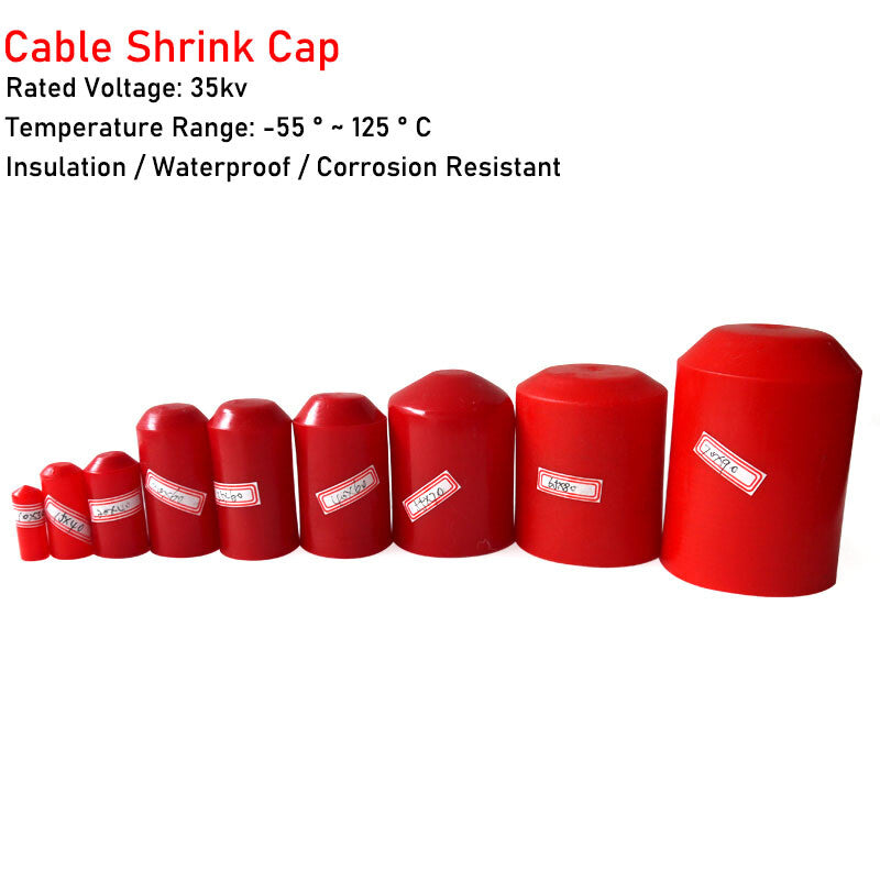 Industrial red 2:1 heat shrink end caps (8mm-110mm) adhesive lined, 35KV for cable sealing