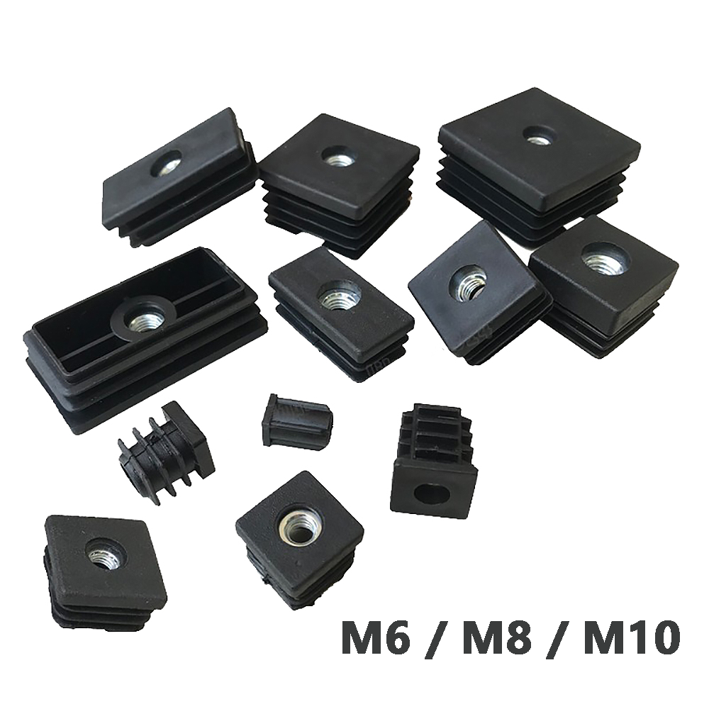 Rectangular Plugs With M6 / M8 / M10 Nut Hole Square Tube Plug Furniture Feet