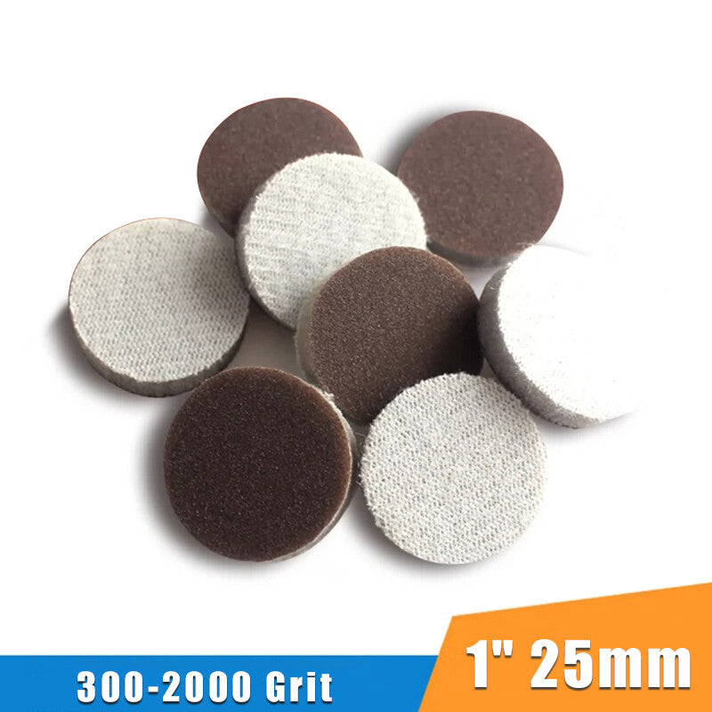 1" 25mm Sponge Red Sandpaper Wet And Dry Sanding Discs Foam Block 300-2000 Grit