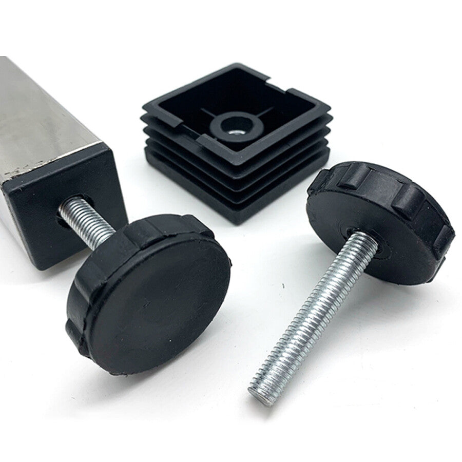 Close-up detail of M8 nut plug end cap with integrated threading