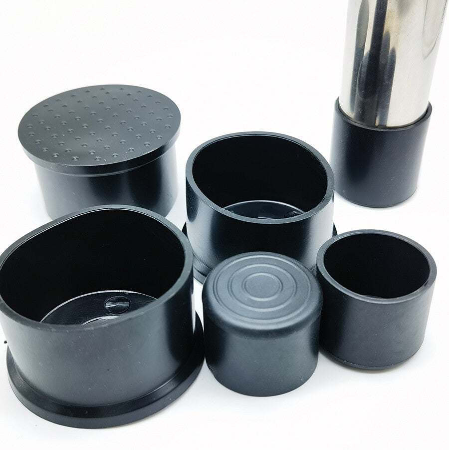 Installation demonstration showing easy push-fit placement on furniture leg