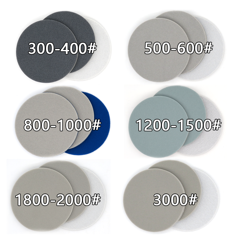 3" 75mm Sponge Foam Hook Loop Sandpaper Wet / Dry Sanding Pad Disc 300#-3000#