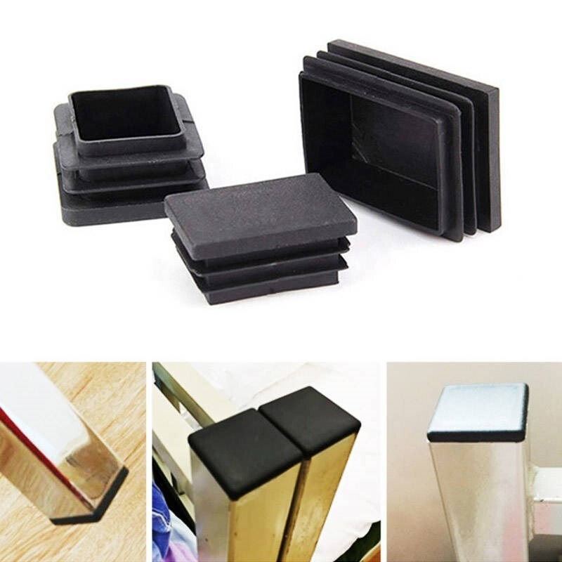 Black square & rectangle plastic pipe inserts, blanking end caps, heavy-duty plug bungs