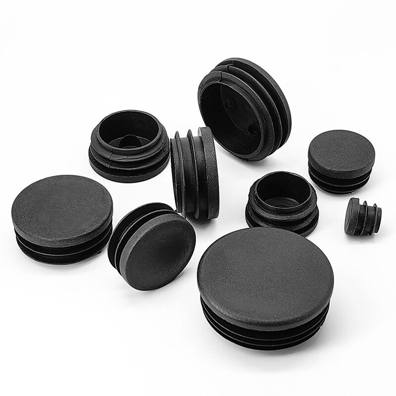 Black round blanking end caps (12mm-76mm) plastic tube inserts, reliable bungs