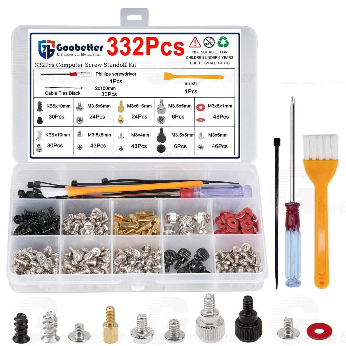 332Pcs Computer Screws Motherboard Standoffs Set Pc Parts Components Accessories - HomeDIYer