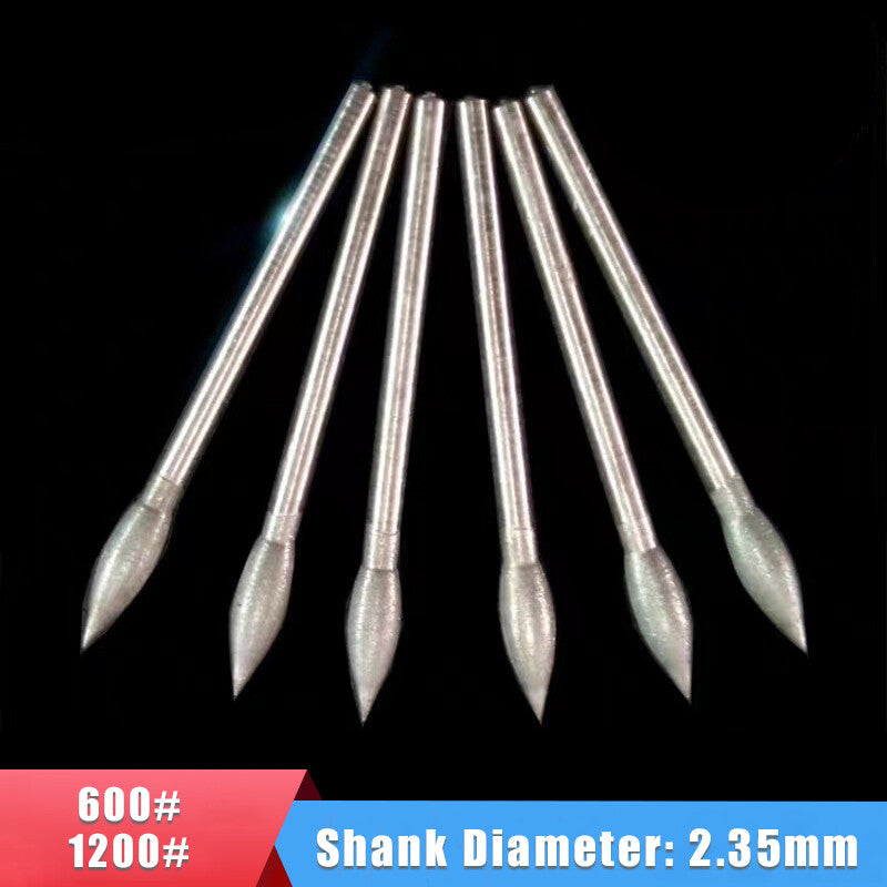 2.35mm Shank Diamond Grinding Head - Silver Metal+Diamond Coating for HomeDIYer Jade Carving