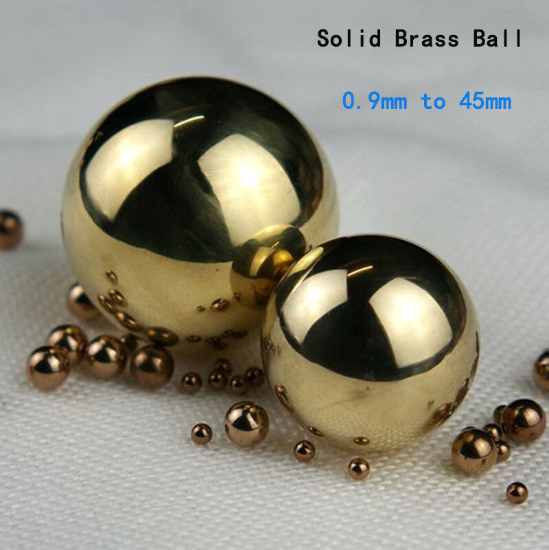 Assortment of brass balls from tiny 0.9mm to large 45mm diameter sizes