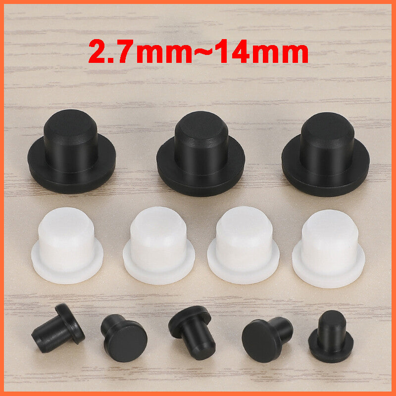 White Silicone Rubber Hole Plug Blanking End Cap Inserts Bung Solid Plugs 2.7mm~14mm