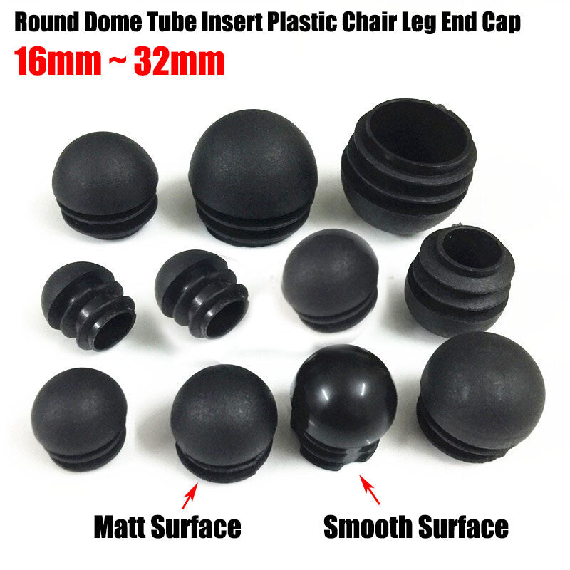 HomeDIYer Round Dome Tube Insert Plastic Caps for chair legs and tube ends