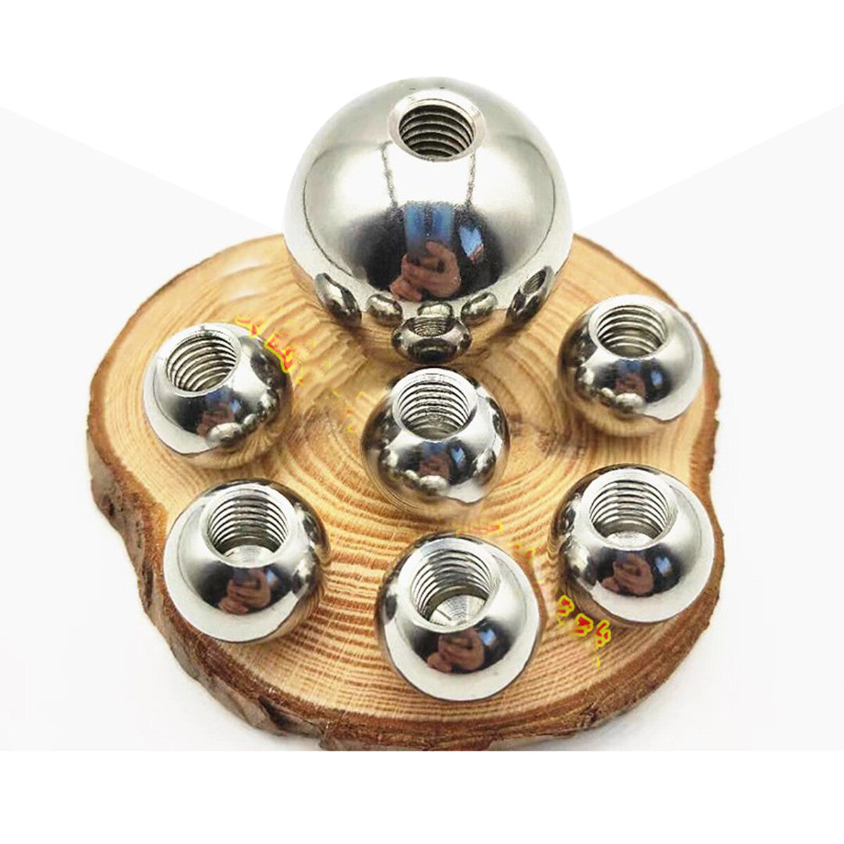 Close-up of Half-hole Threaded Ball Bearing showing precise machining