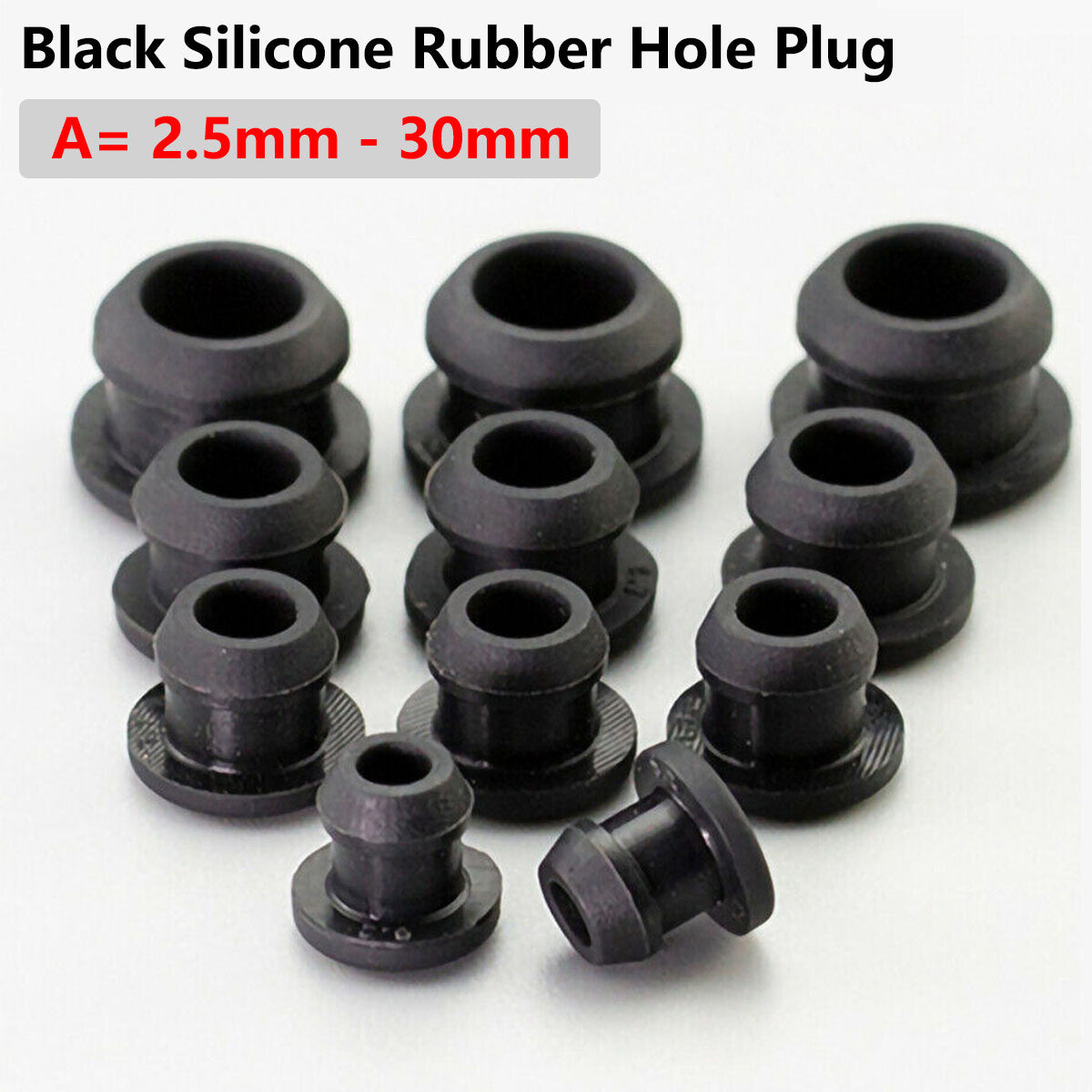 HomeDIYer Black Silicone Rubber Snap-on Hole Plugs for tube and pipe sealing