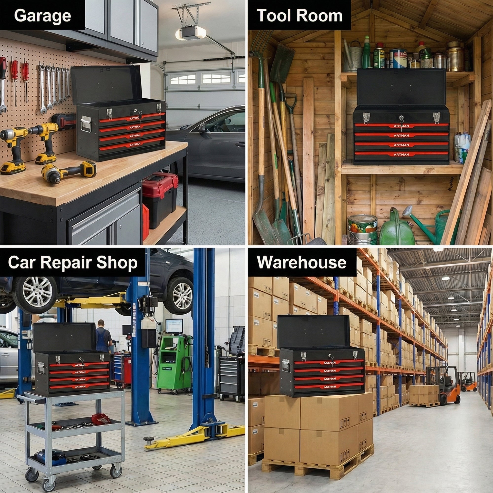 20-inch Steel Portable Tool Box with Drawers – Heavy-Duty Tool Storage Organizer