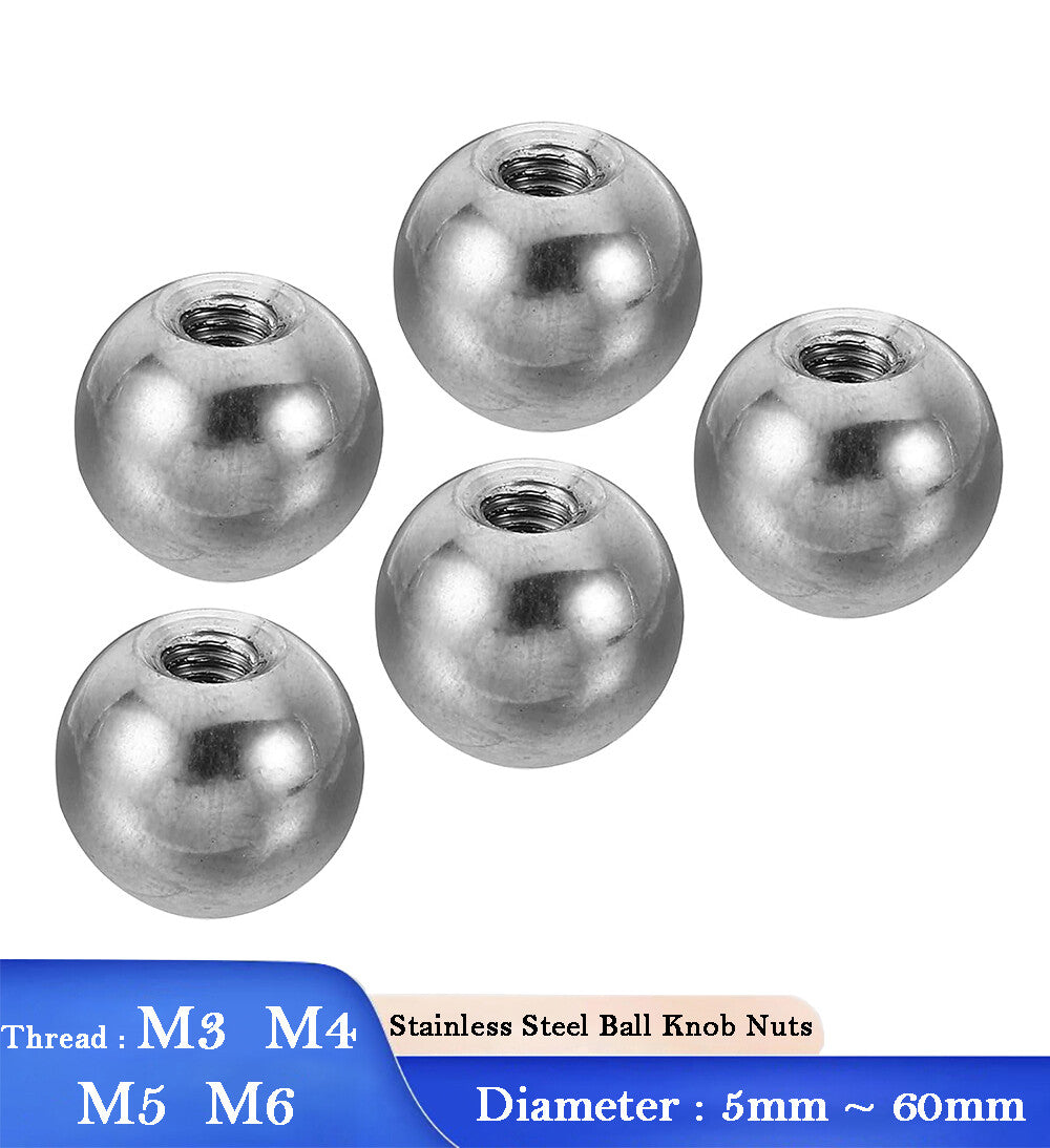 Stainless Steel Drilling Female Thread M3 M4 M5 M6 Blind Hole Balls Nuts Knob