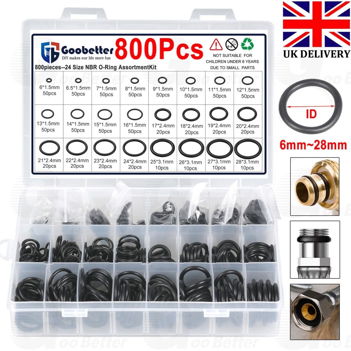800pcs Nitrilerubber O Ring Seal Kit 6mm - 28mm Seals For Water, Oil And Gas Pipes - HomeDIYer