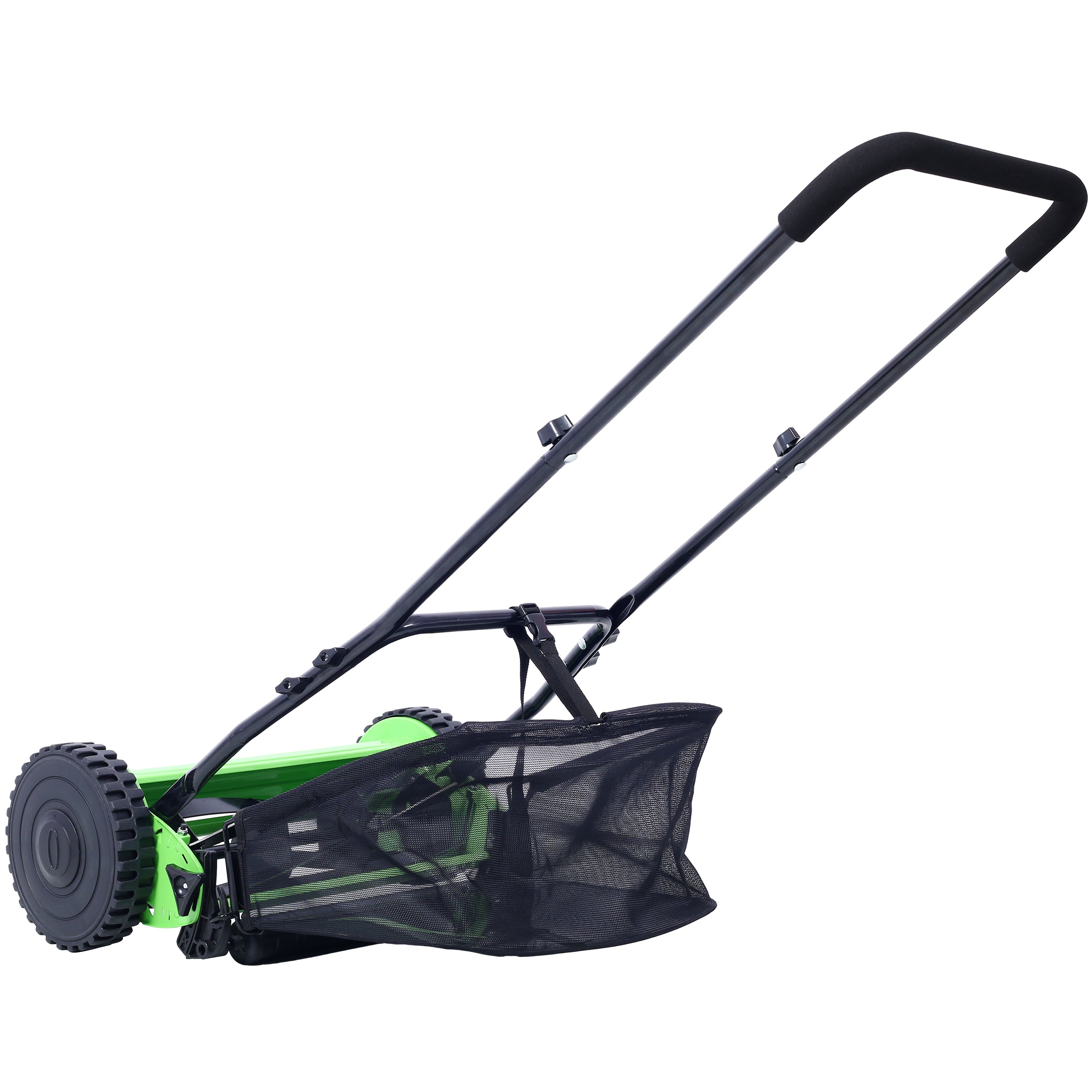 16-Inch 5-Blade Push Reel Lawn Mower with Grass Catcher, BLUE COLOR