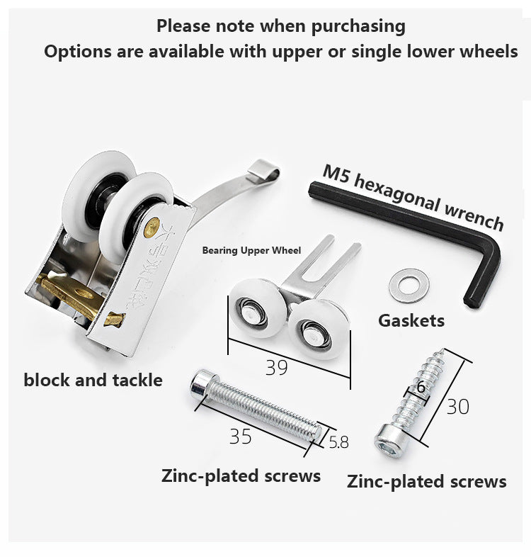 Wardrobe Closet Sliding Door Pulley Stainless Steel Bathroom Partition Glass Wheel Furniture Caster Part - HomeDIYer
