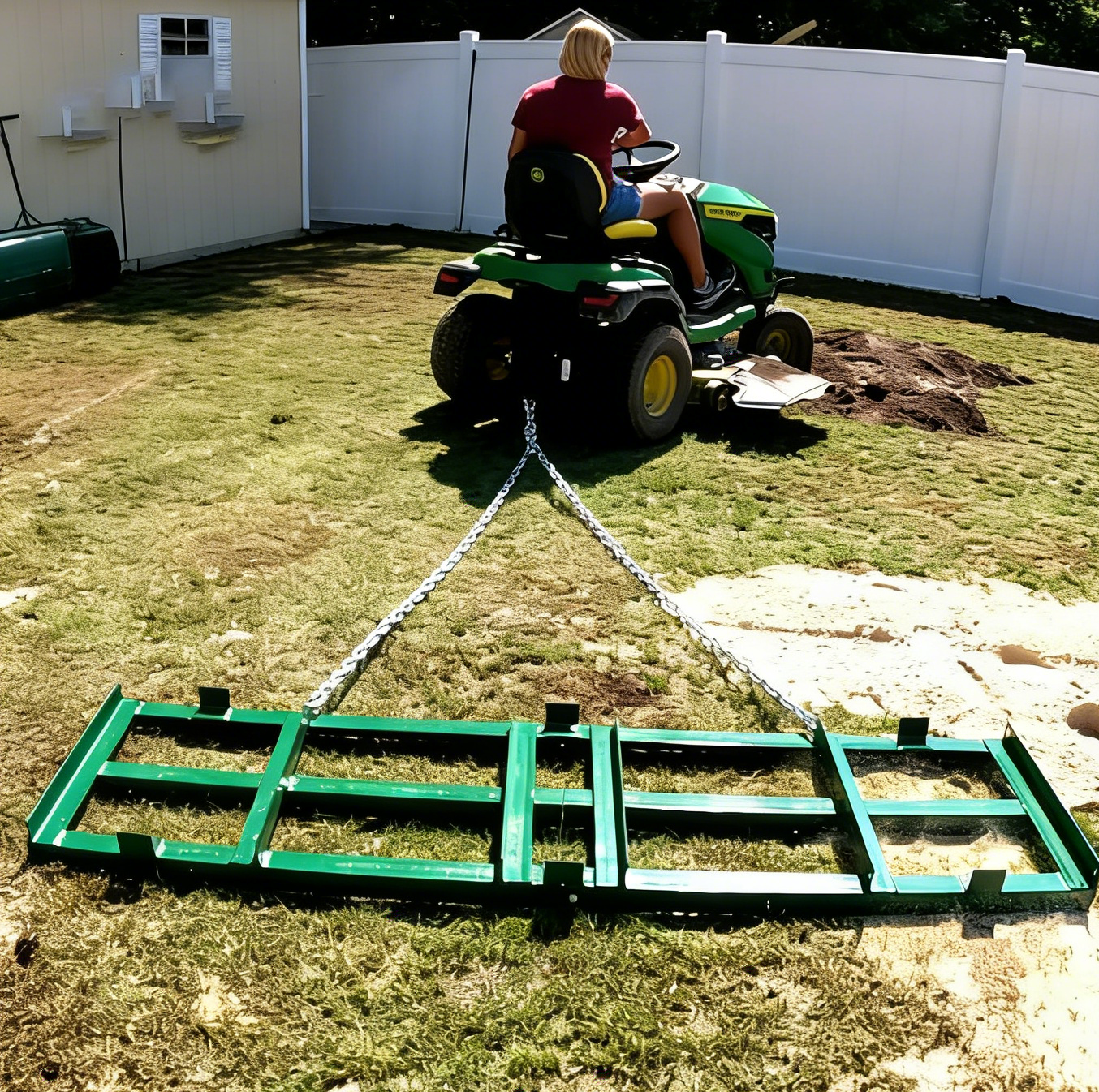 The Original 4FT Drag Harrow Driveway Grader, 46 LB Heavy Duty Tow Behind Lawn and Landscape Rake, Gravel Driveway Drag, Power Rake , Lawn Leveler