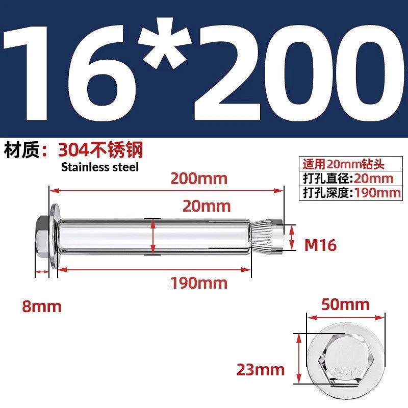 Stainless Steel Masonry Concrete Expansion Anchor Bolt — M6 M8 M10 M12 M16 | 304 & 201 SS