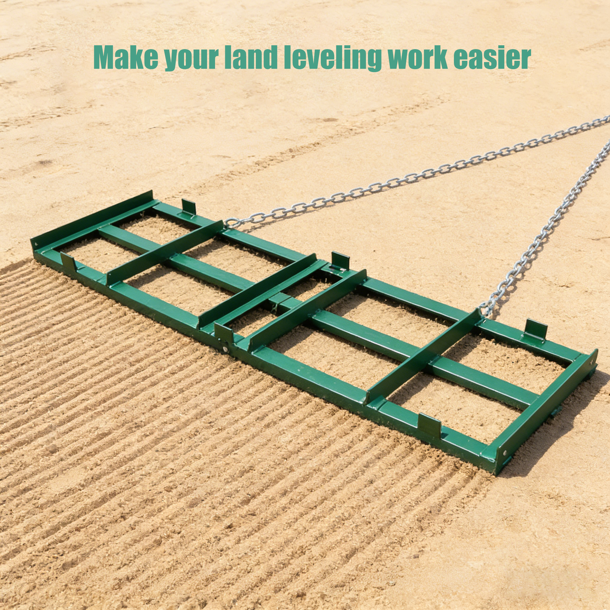 The Original 4FT Drag Harrow Driveway Grader, 46 LB Heavy Duty Tow Behind Lawn and Landscape Rake, Gravel Driveway Drag, Power Rake , Lawn Leveler